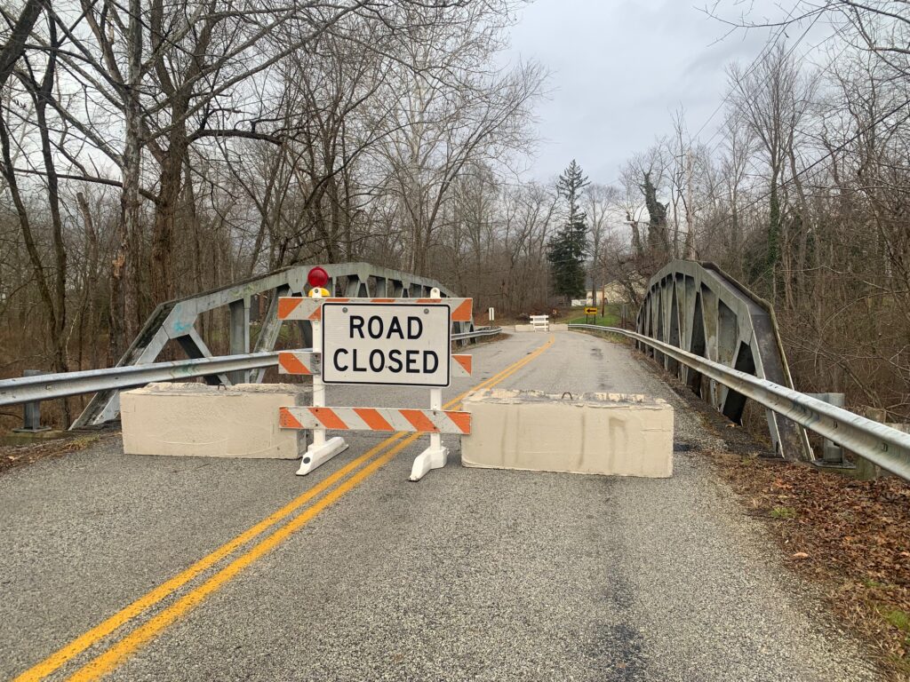Bridge closure on Newton Falls Road at the Mahoning River.